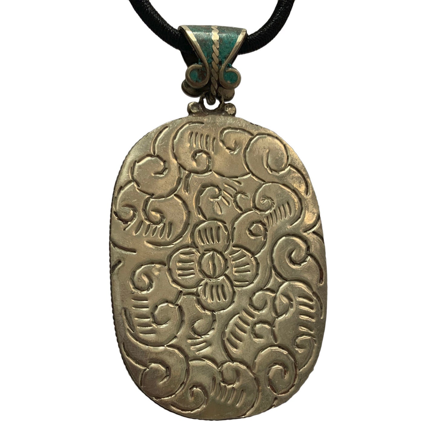 Yoga Trendz Handmade Vintage Tribal Silver-Tone Large Buddha Pendant (Oval)