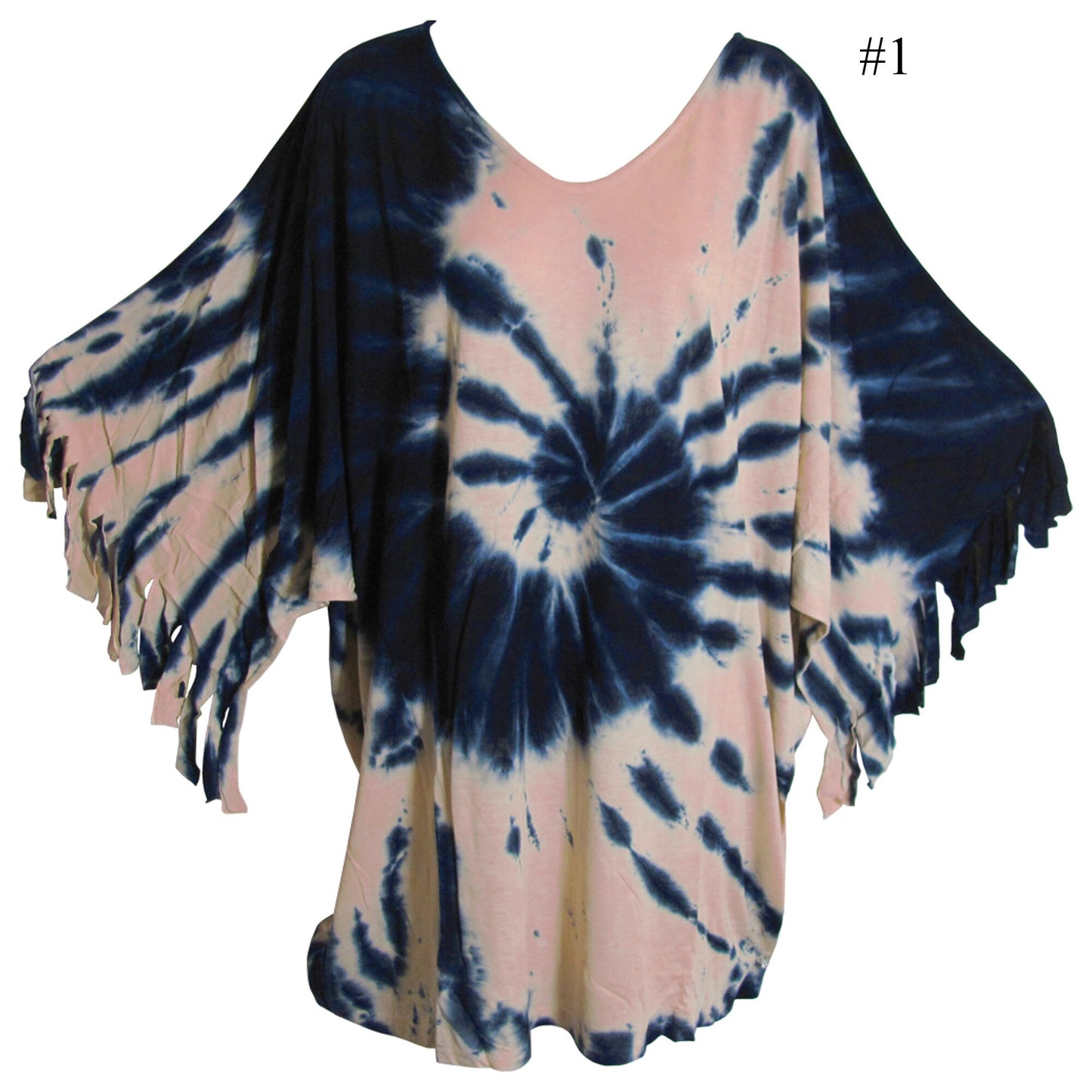 Urban Fashion Bohemian Lagenlook Long Tie-Dye Tunic Dress Blouse