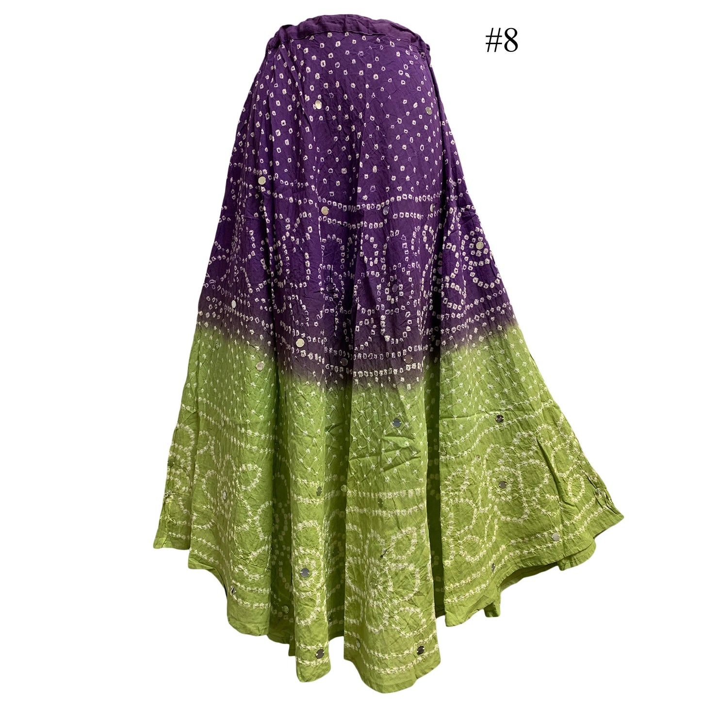 Bohemian Gypsy Indian Cotton Jaipur Bandhej Shimmering Sequined Tie-Dye Festival Boho Long Skirt