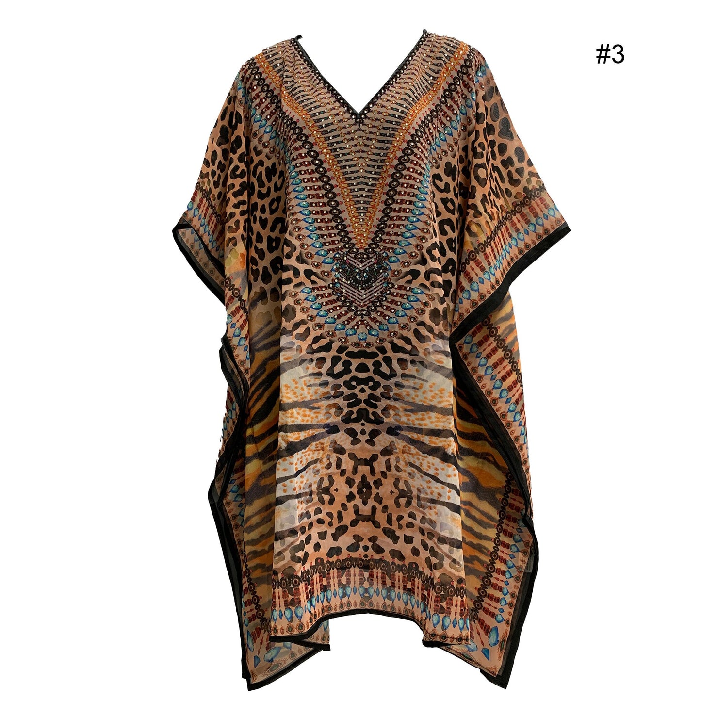 Boho Beaded Shimmering Beach Cover Up Caftan Dress