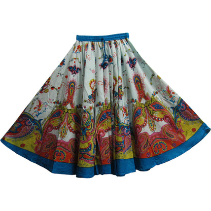 Women's Plus Size Ethnic Cotton Bohemian Flared Full Circle Umbrella Cut Long Midi Gypsy Skirt Renu