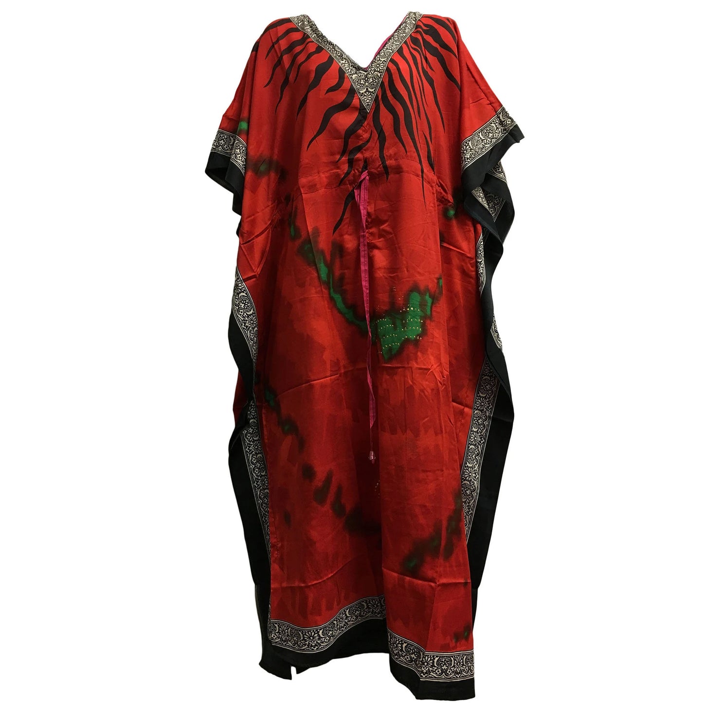 Bohemian Soft Silky Crepe Printed Caftan Kaftan Cover-Up Hippie Gypsy Lounge Dress