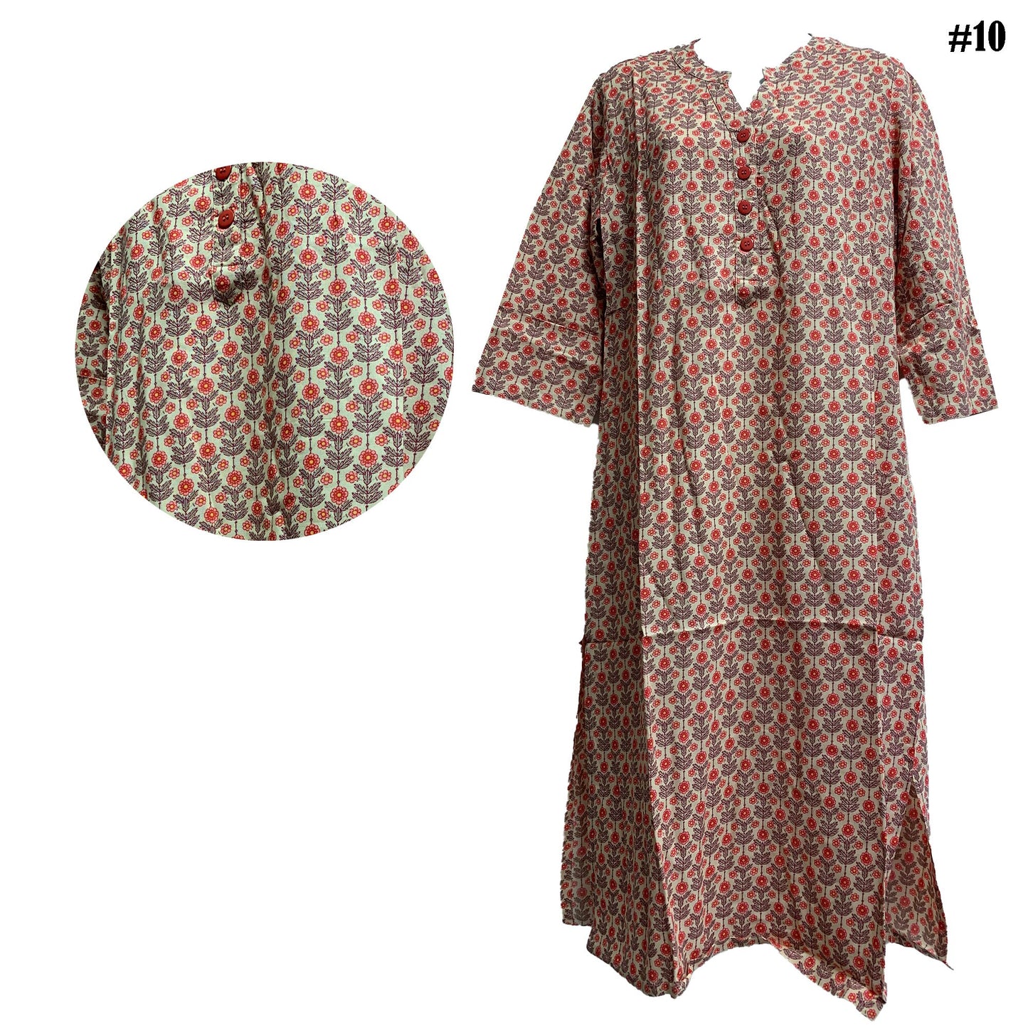 Bohemian Indian Ethnic Printed Straight Cut Kurti Long Tunic [MEDIUM/LARGE]