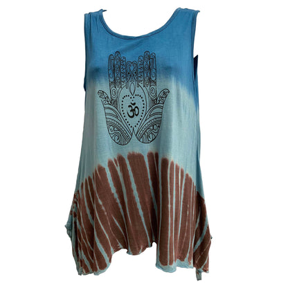 Indian Art Henna Om Yoga Spandex Tie-Dye Cami Tank Top