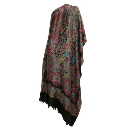 Kani Kashimiri Indian Ethnic Paisley Silk Pure Wool Pashmina Reversible Shawl Wrap Stole