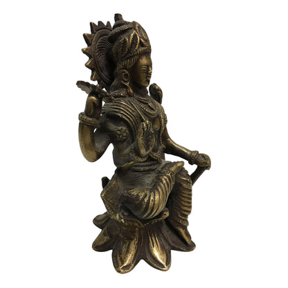 Handmade Antique Finish Brass Hindu Shri Vishnu God of Preserver Statue Sculpture Figurine