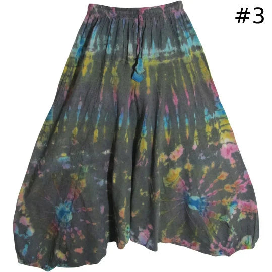 Men Women Unisex Vintage Hippie Aladdin Hand Tie-Dye Stonewashed Cotton Baggy Boho Harem Pants