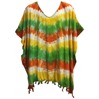 Women's Plus Size Tie-Dye Multicolor Loose Fit Unisex boho caftan Tunic blouse mens plus size casual shirt