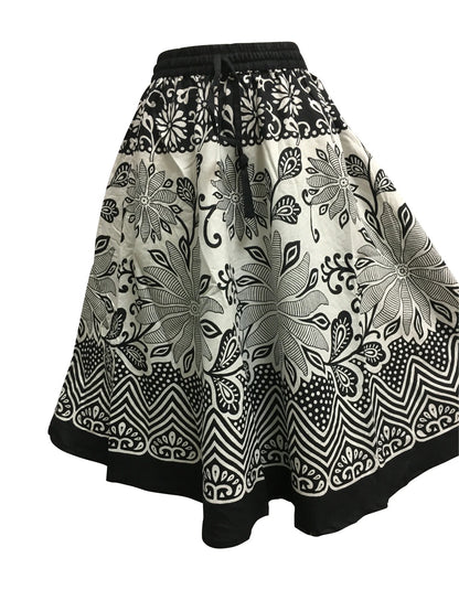 Indian Bohemian Paisley Ethnic Umbrella Cut Cotton Mini/Mid-Length Skirt Rupa