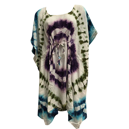 Missy Plus Indian Bohemian Gypsy Caftan/Kaftan Coverup Tunic Tie-Dye Lurex No2