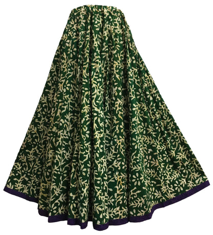 Indian Ethnic Print Cotton Pleated Panel Bohemian Vintage Seven Yard Full Circle Flared Long Maxi Skirt #138