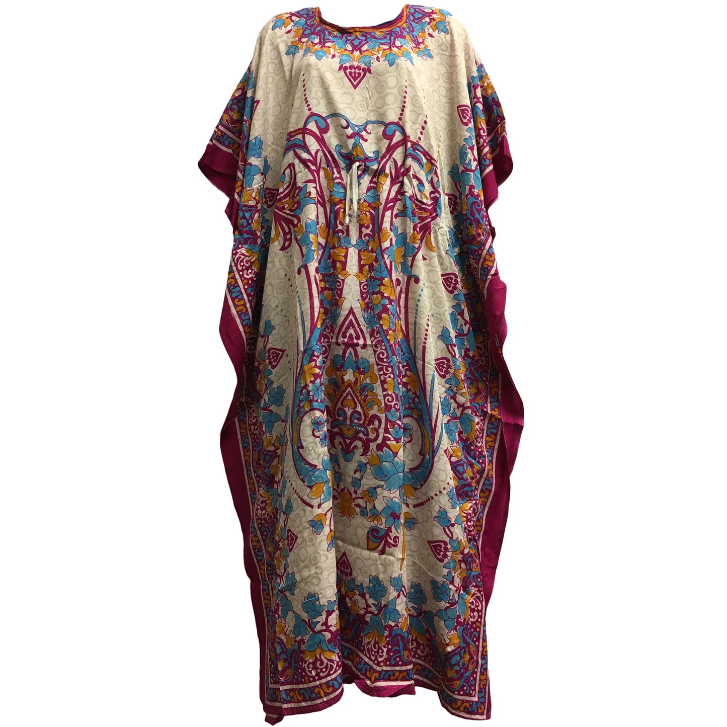 Bohemian Soft Silky Crepe Printed Caftan Kaftan Cover-Up Hippie Gypsy Lounge Dress