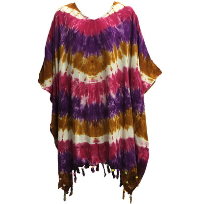 Women's Plus Size Tie-Dye Multicolor Loose Fit Unisex boho caftan Tunic blouse mens plus size casual shirt