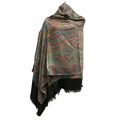 Kani Kashimiri Indian Ethnic Paisley Silk Pure Wool Pashmina Reversible Shawl Wrap Stole