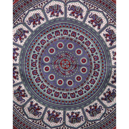 Indian Ethnic Cotton Classic Paisley Block Print Bed Spread Throw Tapestry Tablecloth #1