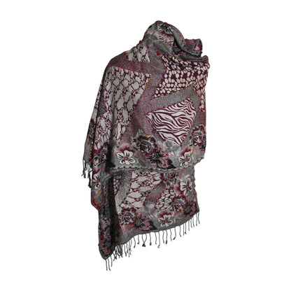 Indian Ethnic Paisley Hand-Embroidered Silky Reversible Pashmina Shawl Stole Scarf SONALI