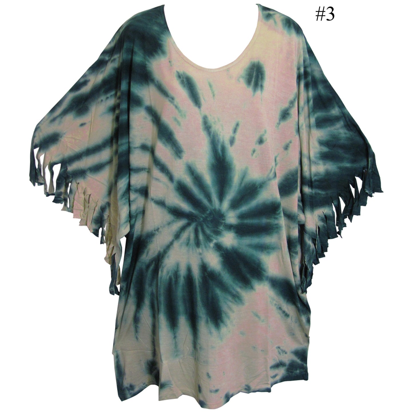 Urban Fashion Bohemian Lagenlook Long Tie-Dye Tunic Dress Blouse