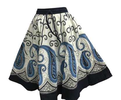 Indian Bohemian Paisley Ethnic Umbrella Cut Cotton Mini/Mid-Length Skirt Rupa