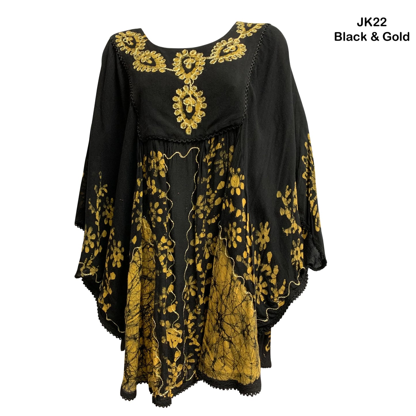 JK Missy Plus Indian Bohemian Tie-Dye Batik Embroidered Poncho Caftan Blouse kaftan mini dress