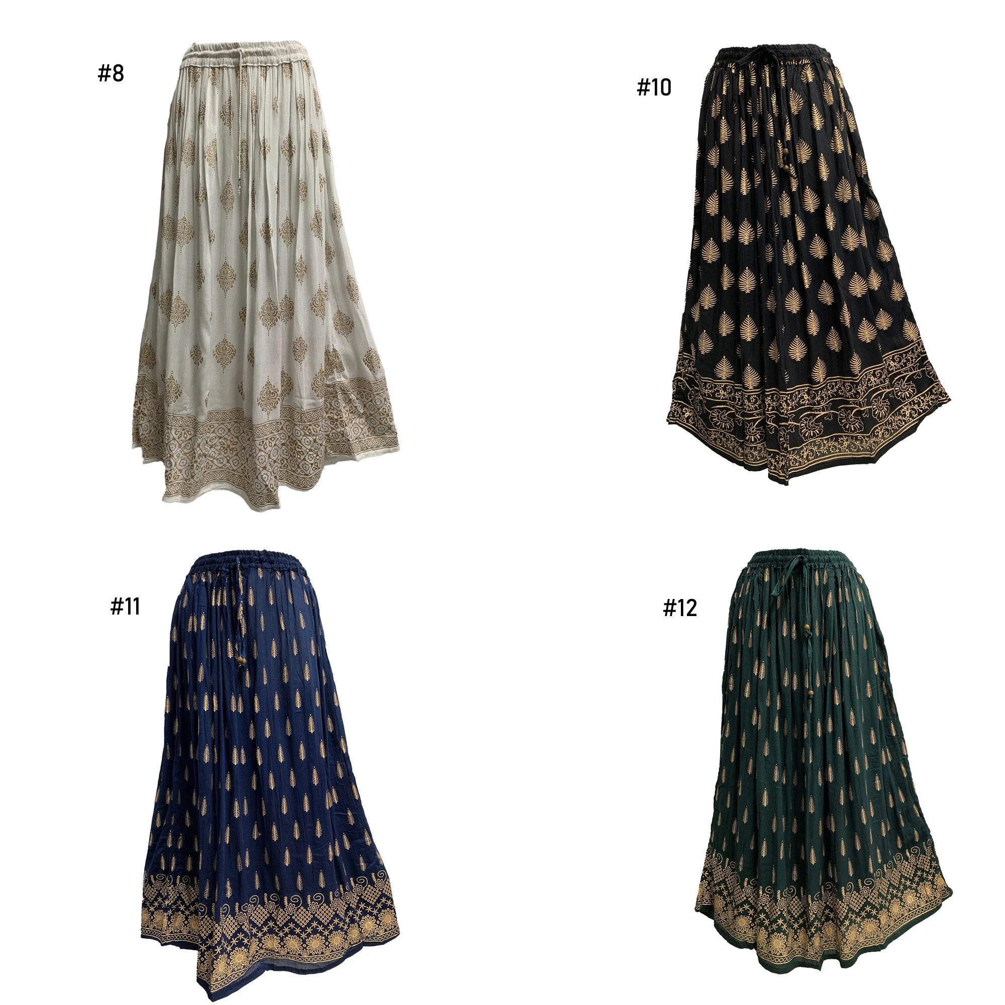 JNB Indian Long Ethnic Hippie Maxi Skirt – Boho Gypsy Retro Bohemian – Women's One Size