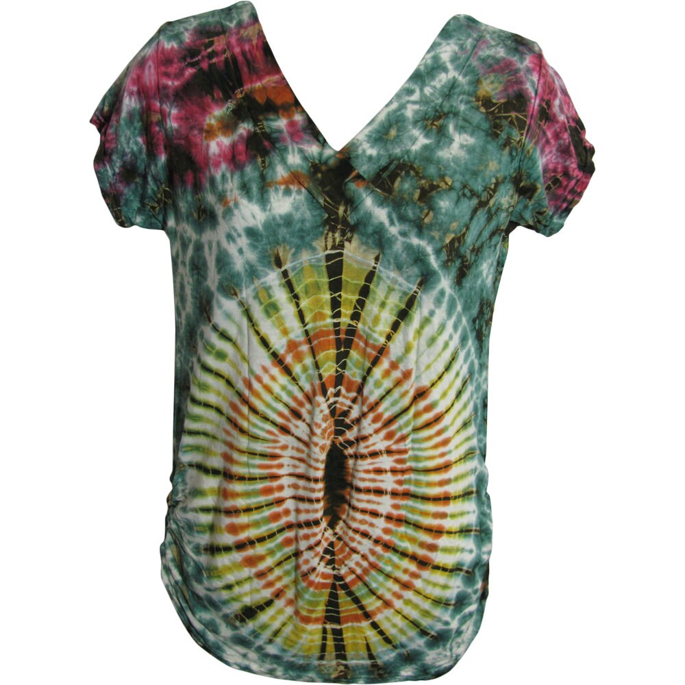 Women's Spandex Tie-Dye Short-Sleeve Blouse T-Shirt