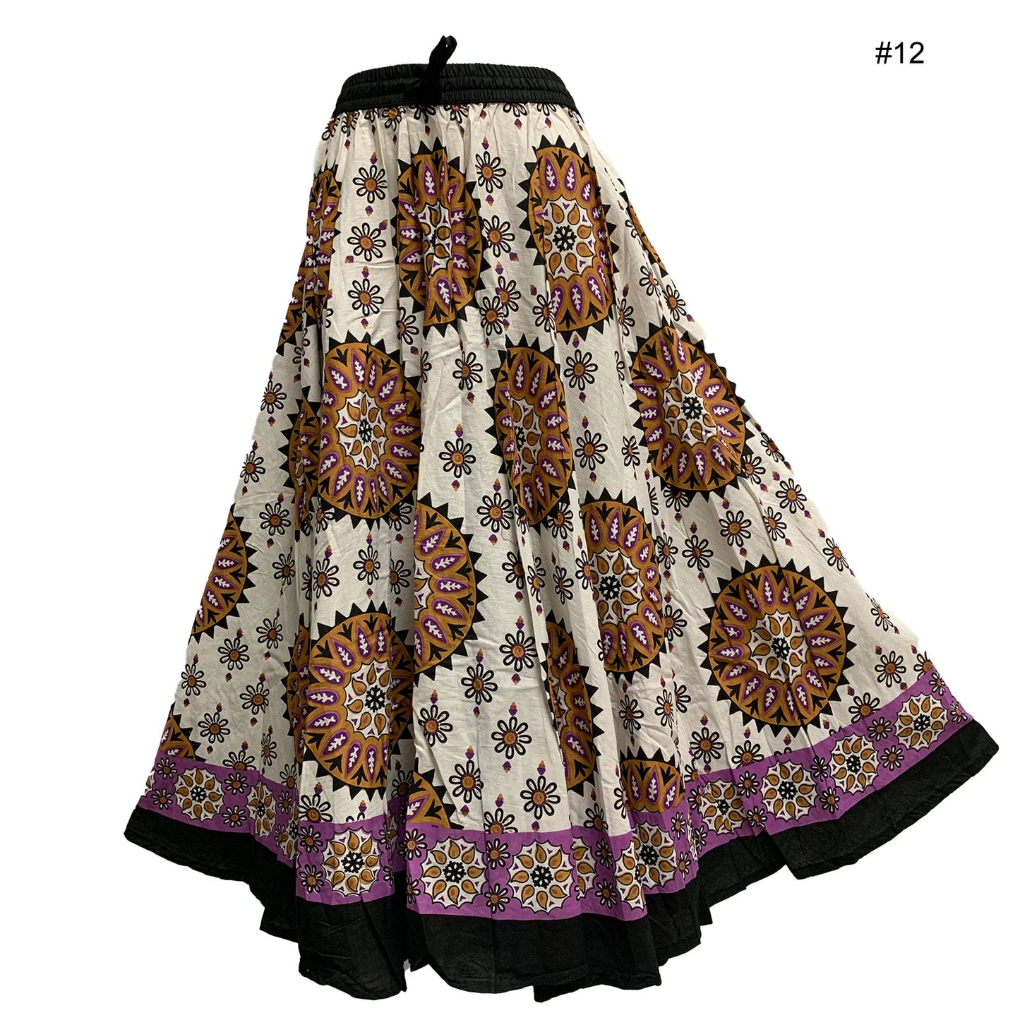 Women's Plus Size Ethnic Cotton Bohemian Flared Full Circle Umbrella Cut Long Midi Gypsy Skirt Renu