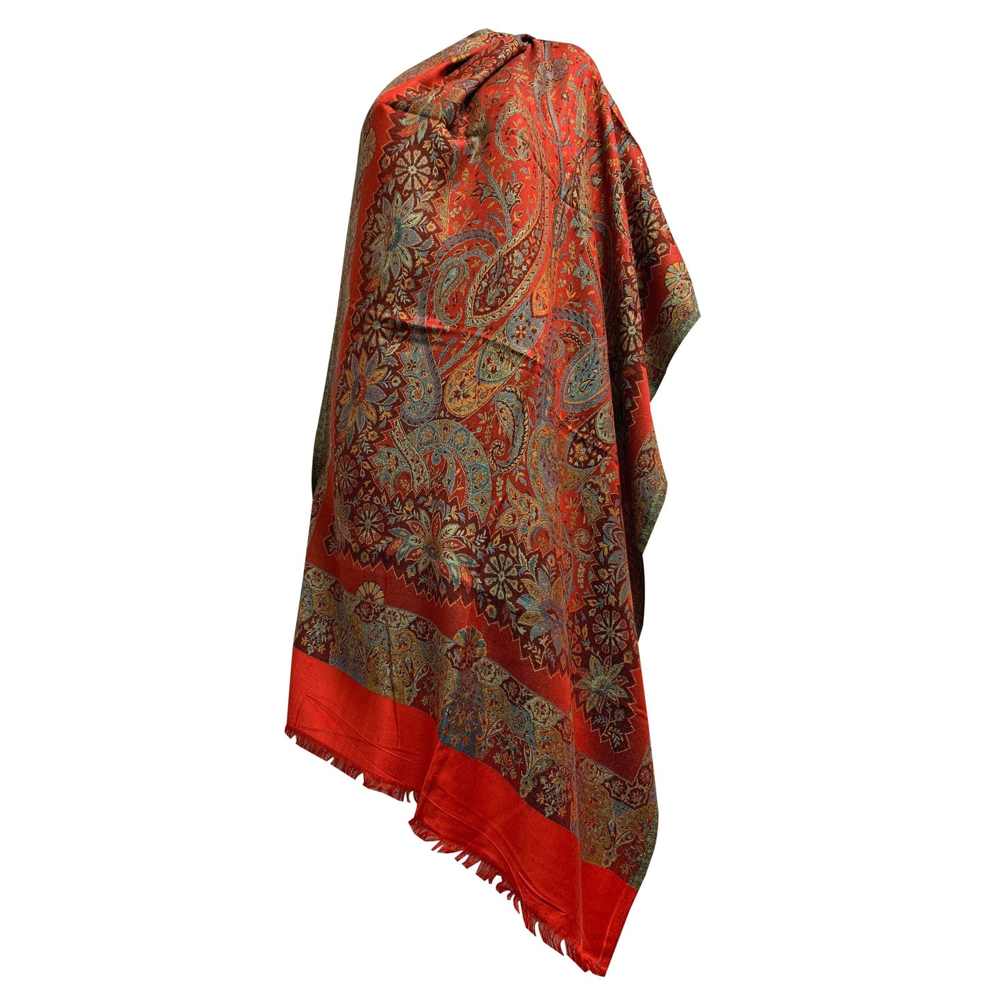 Kani Kashimiri Indian Ethnic Paisley Silk Pure Wool Pashmina Reversible Shawl Wrap Stole