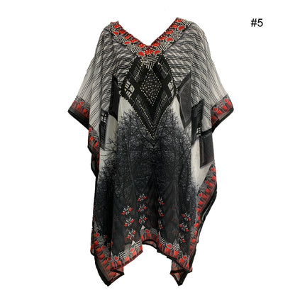 Boho Beaded Shimmering Beach Cover Up Caftan Dress