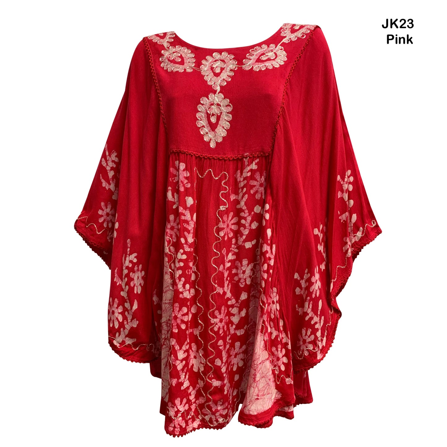 JK Missy Plus Indian Bohemian Tie-Dye Batik Embroidered Poncho Caftan Blouse kaftan mini dress