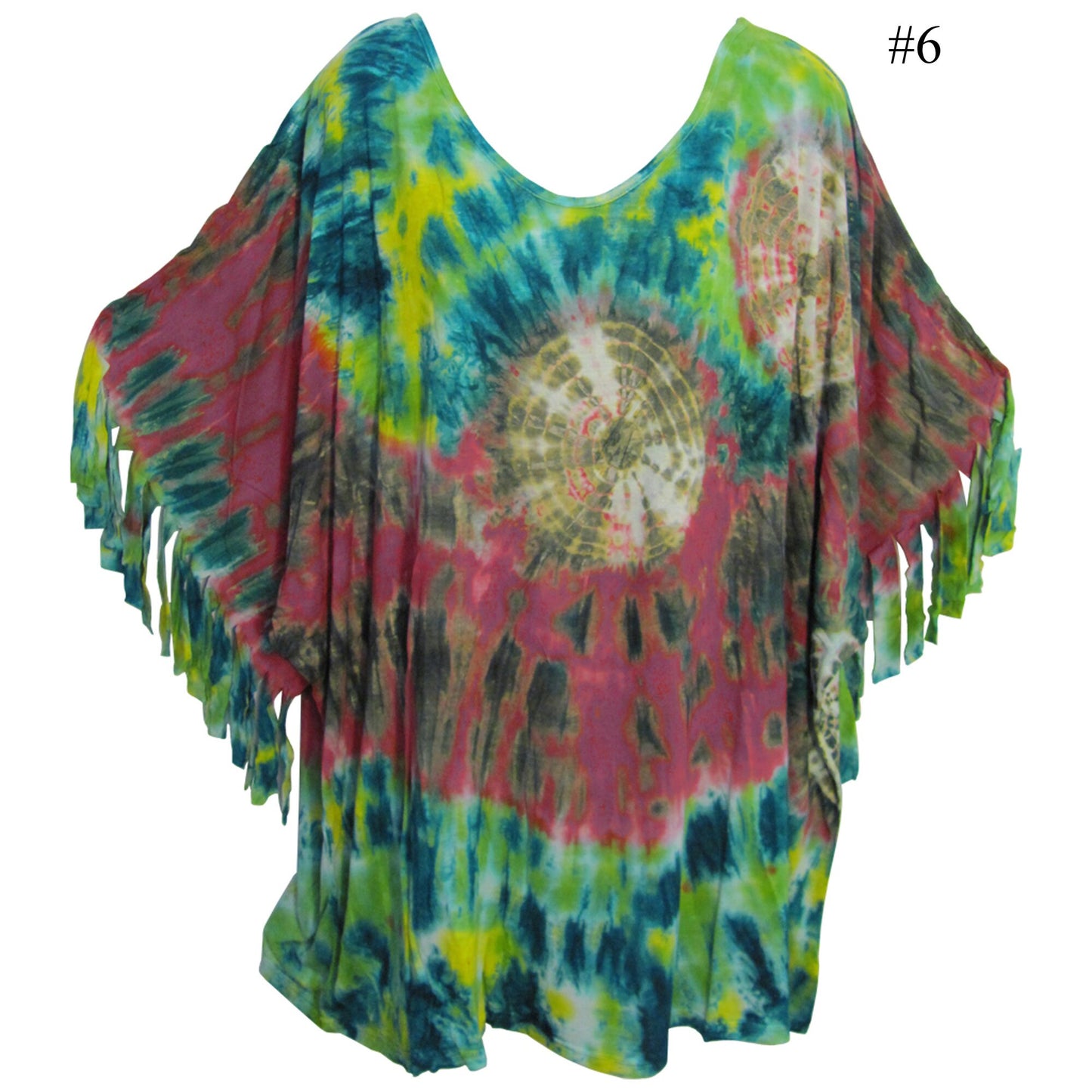 Urban Fashion Bohemian Lagenlook Long Tie-Dye Tunic Dress Blouse