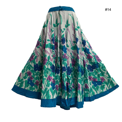 Women's Plus Size Ethnic Cotton Bohemian Flared Full Circle Umbrella Cut Long Midi Gypsy Skirt Renu