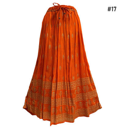 Indian Ethnic Gold Shimmering Print Crinkled Bohemian Long Skirt