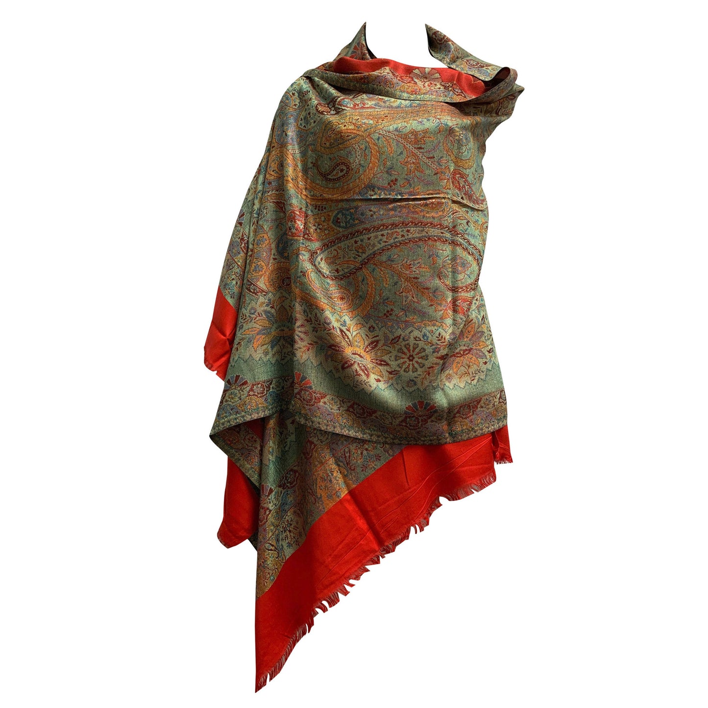 Kani Kashimiri Indian Ethnic Paisley Silk Pure Wool Pashmina Reversible Shawl Wrap Stole