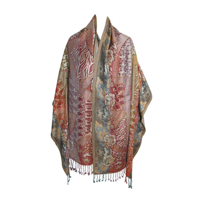 Indian Ethnic Paisley Hand-Embroidered Silky Reversible Pashmina Shawl Stole Scarf SONALI