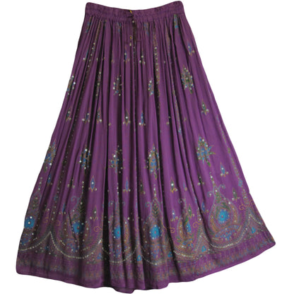 Women's boho Handmade Indian Sequin Crinkle Gypsy Long Broomstick Skirt