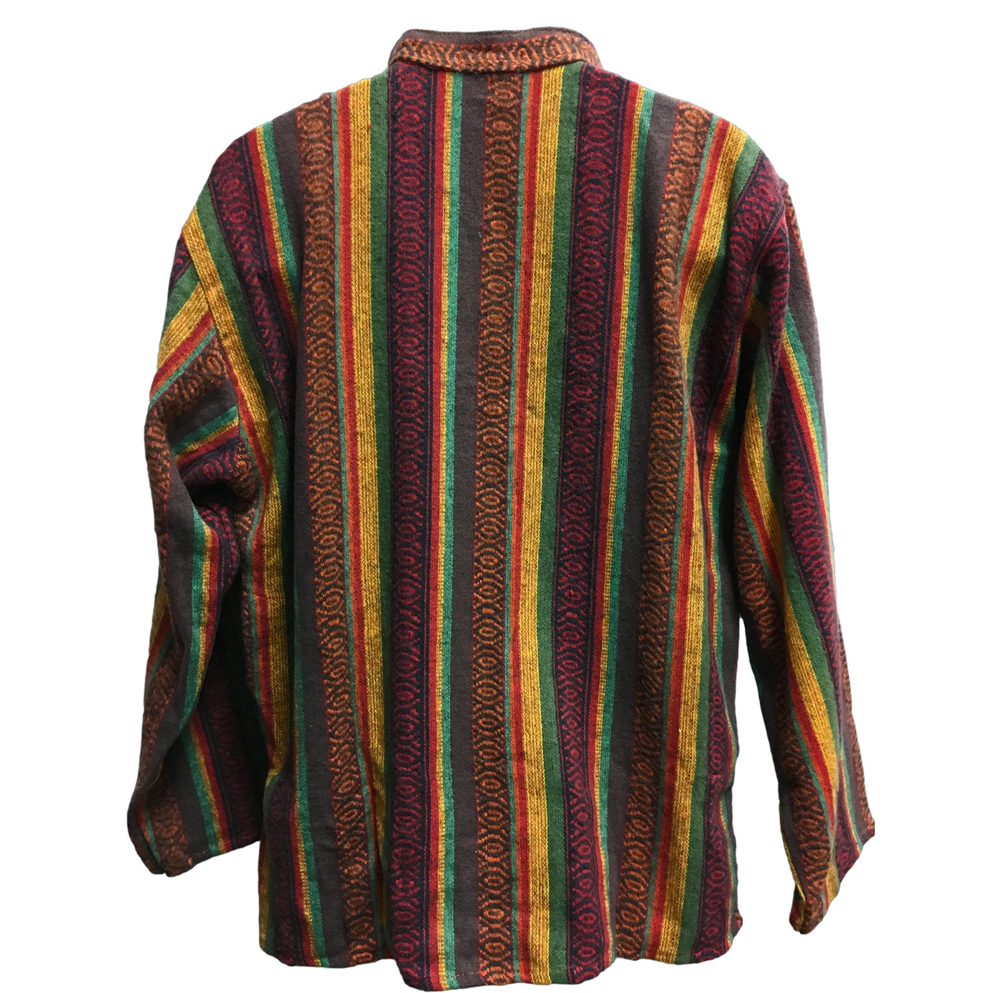 Men's Vintage Indian Ethnic Heavy Cotton Long Sleeve Striped Hippie Boho Shirt Kurta Tunic