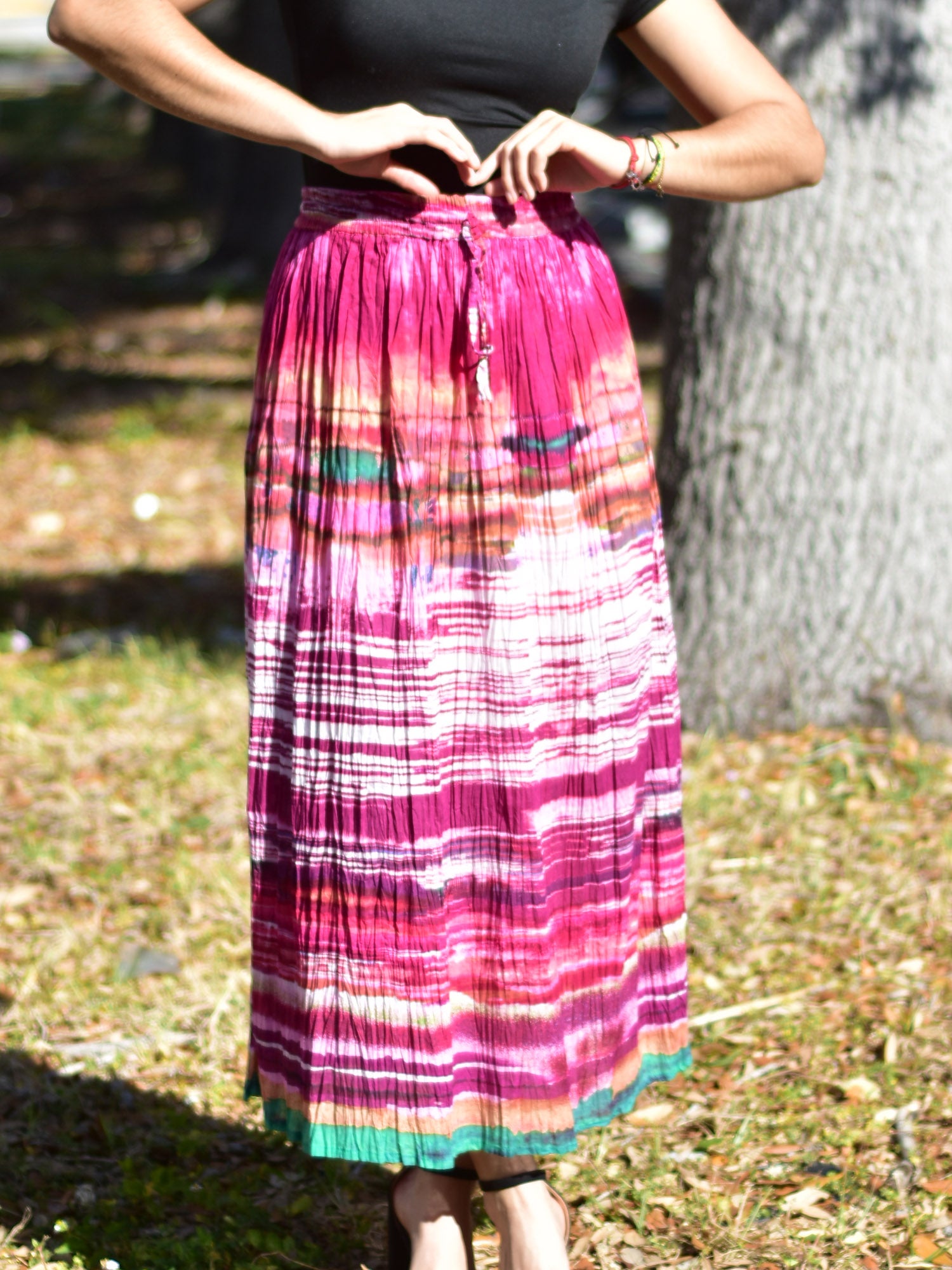 thumbnail image 2 of Womens Indian Sequin Crinkle Broomstick Gypsy Long Skirt (Mint Green) At Women's Clothing Store 2 of 12