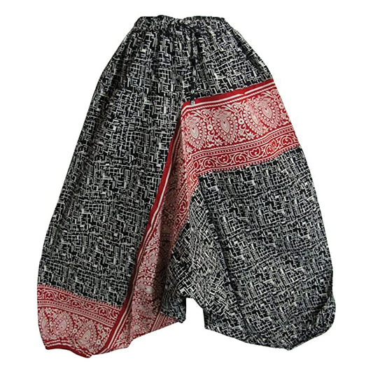 Unisex Boho Black White Red Paisley Aladdin Alibaba Yoga Baggy Loose Fit Harem Pants