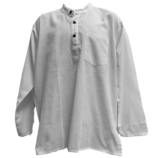 Mens Classic Indian Sixties Boho Ethnic Lightweight Pure Cotton Summer Long Sleeve Shirt