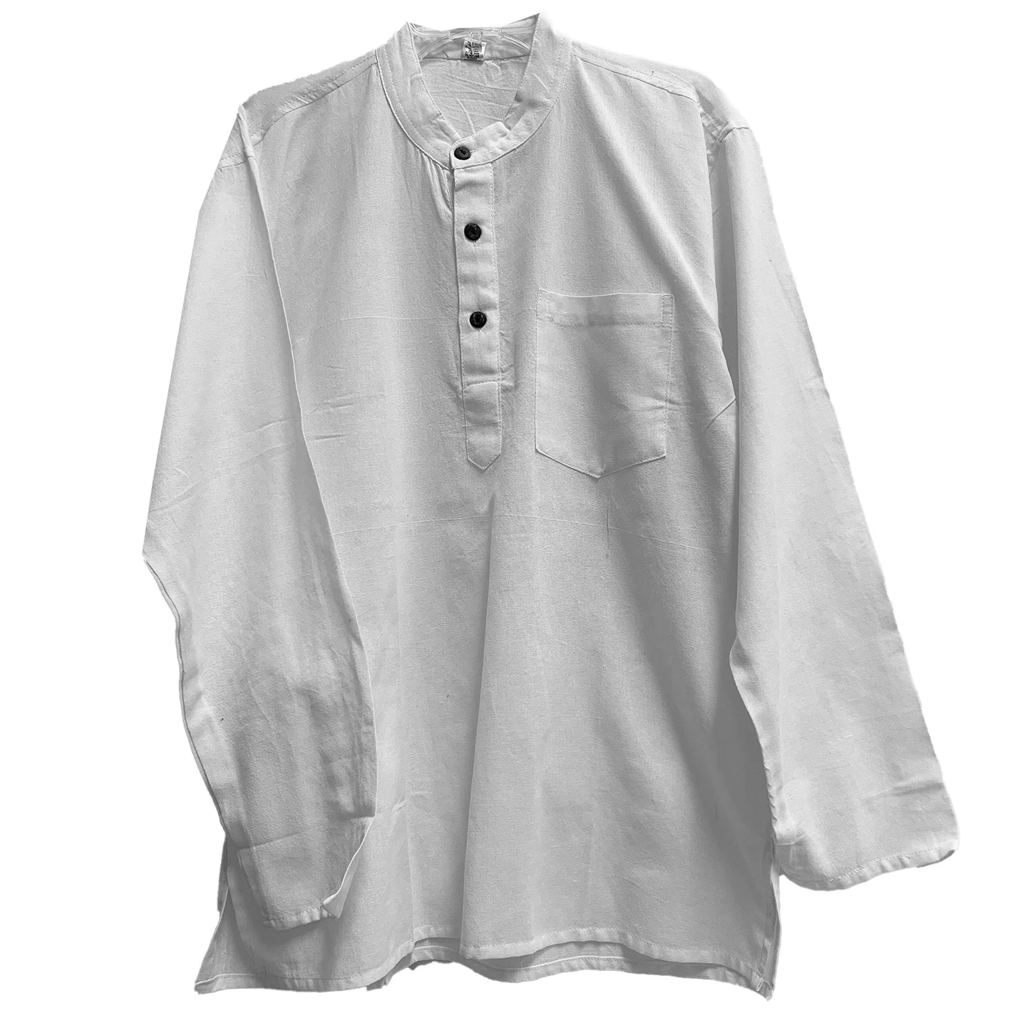 Mens Classic Indian Sixties Boho Ethnic Lightweight Pure Cotton Summer Long Sleeve Shirt