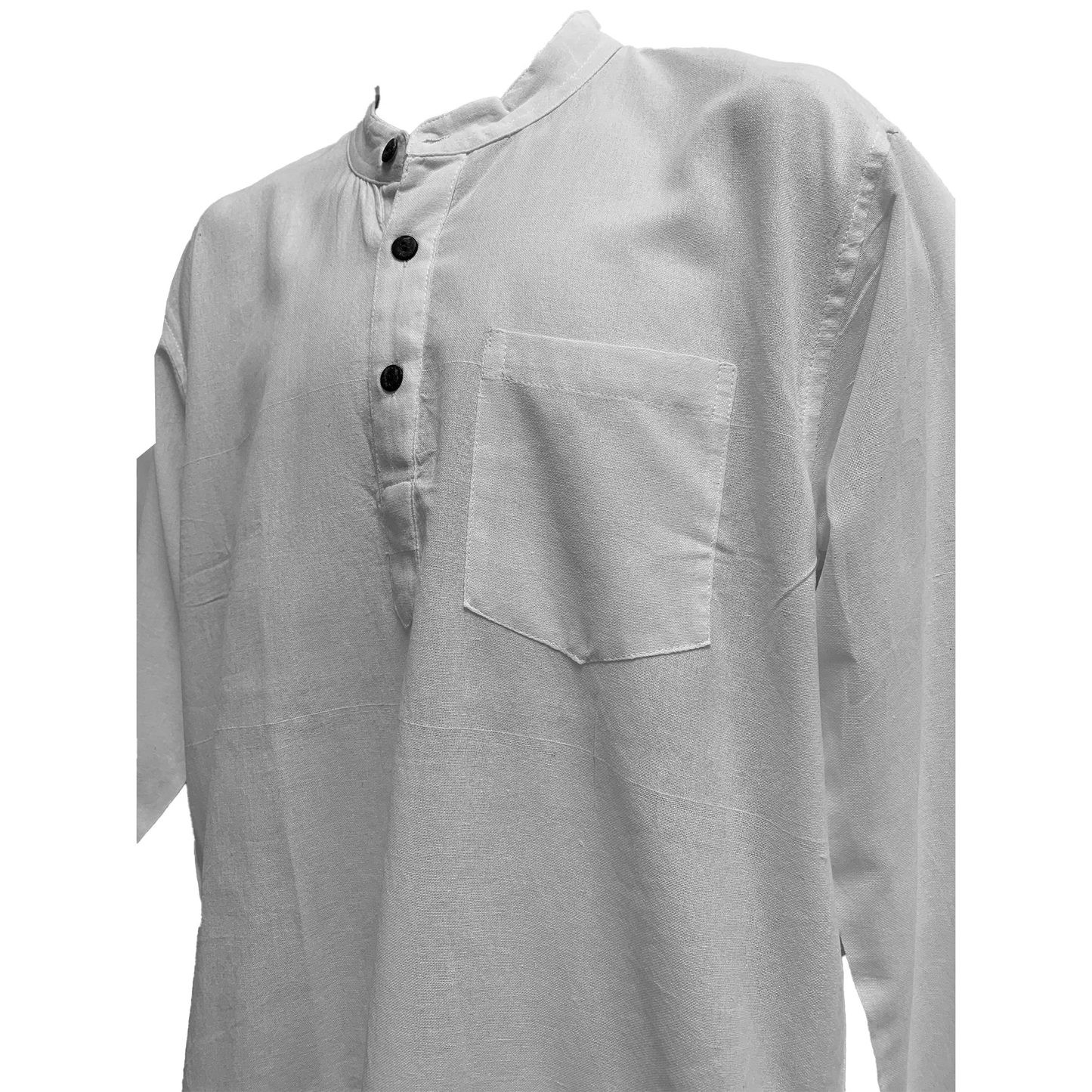 Mens Classic Indian Sixties Boho Ethnic Lightweight Pure Cotton Summer Long Sleeve Shirt