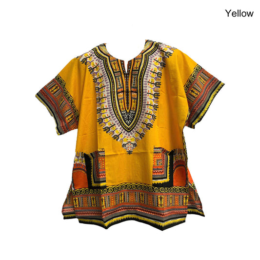 African Ethnic Traditional Unisex Cotton Dashiki Shirt With Two Pockets Mens Womens Cotton Festival Shirt Blouse