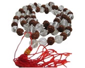 108 Sphatik Quartz Crystal Rudraksha Prayer Meditation Bead Necklace