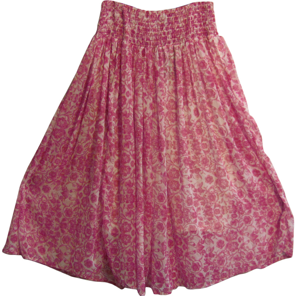 Missy Plus Smocked Waist Georgette Sari Fashion Long Chiffon Skirt Leena - Ambali Fashion Skirts 
