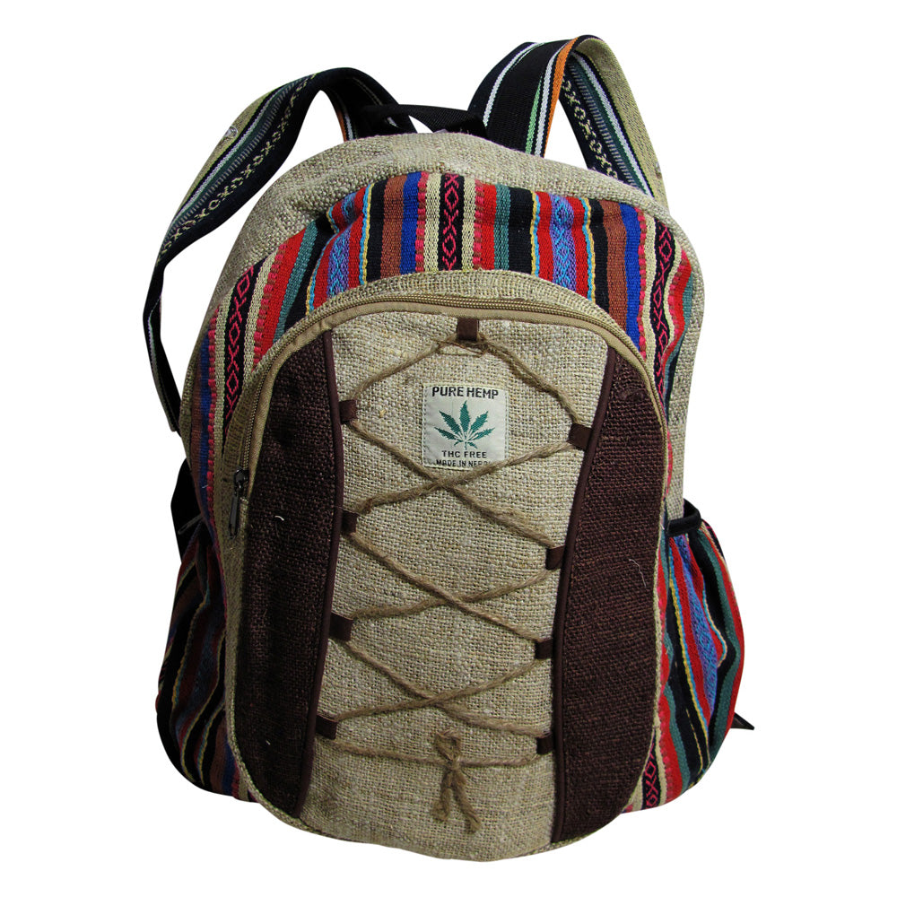Heavy Duty Ethnic Handmade Large Multipocket Himalayan Hemp Backpack #10 - Ambali Fashion Backpacks 