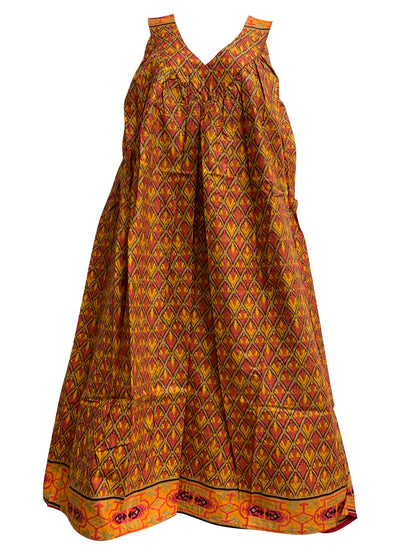 Boho Cotton Printed Asha V-Neck Sleeveless Summer Casual Patio Lounge Dress with Pockets