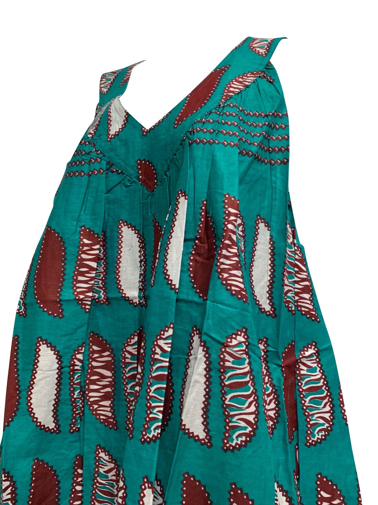 Boho Cotton Printed Asha V-Neck Sleeveless Summer Casual Patio Lounge Dress with Pockets