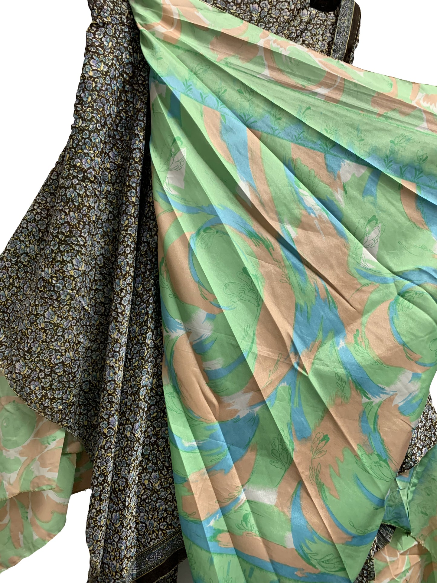 Boho Sharkbite Hem Silk Reversible Wrap-Around Skirt - Ambali Fashion Skirts bohemian, boho, casual, ethnic, gypsy, hippie, indian, meditation, sixties, traditional, trendy