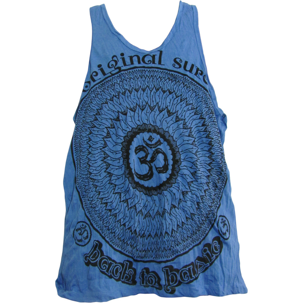 Sure Men's Hippie Yoga Om Crinkled Cotton Sleeveless Tank Top No136 - Ambali Fashion Men's Shirts 