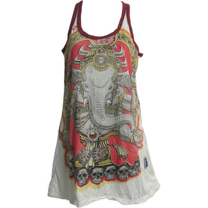 Hippie Yoga Ganesh Sure Cotton Tunic Dress Cami Tank Top #142 - Ambali Fashion Blouses beachwear, bohemian, boho, casual, classic, designer, eastern, ethnic, exotic, gypsy, hippie, lightweigh